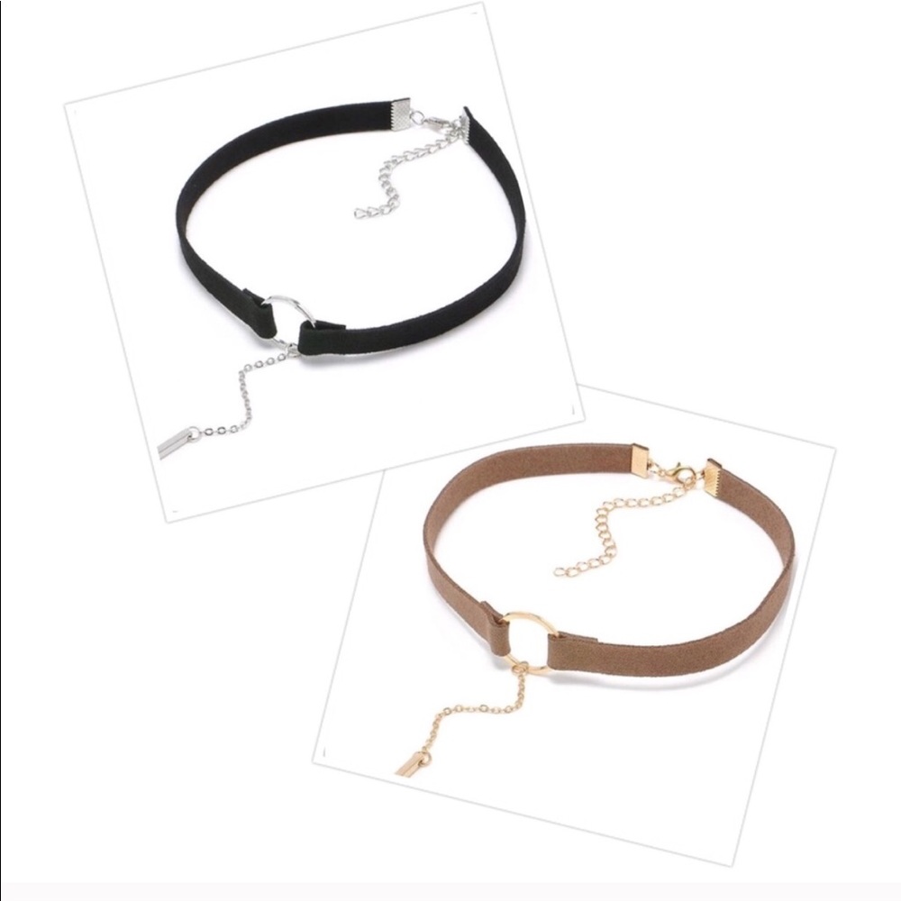 Bundle of one Tan and one black choker